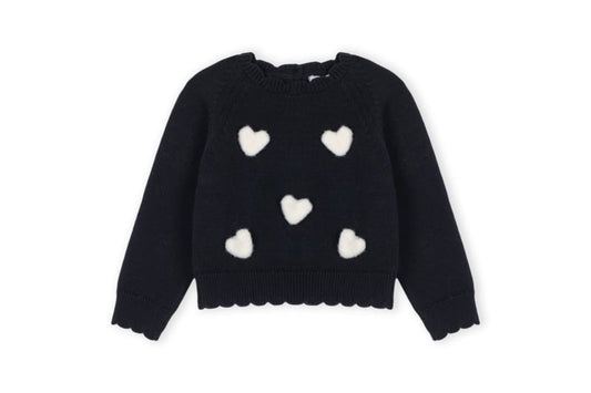 Dr. Kid Trui met hartjes - Zwart/Off white